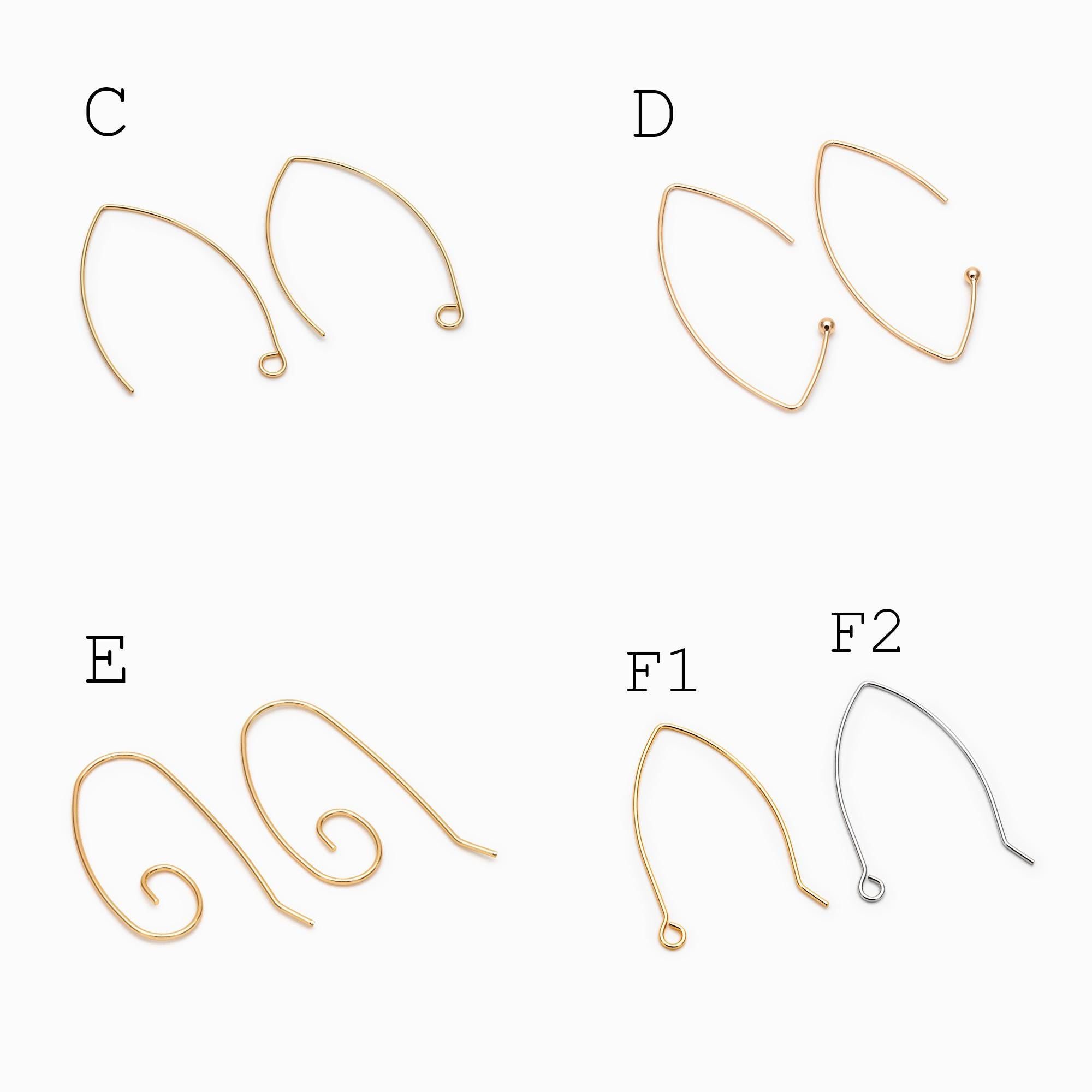 10pcs Gold/ Silver/ Rose Gold Brass Ear Hooks 20x14mm, Simple Earwires Earring Components (GB-947)